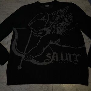 Black and Gray Graphic Sweater